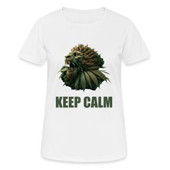 Keep Calm Lion plant cannabis - Frauen T-Shirt atmungsaktiv - Weiß - Vorne - AI Model Female 172 dark (172cm)