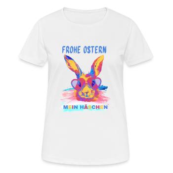 FROHE OSTERN MEIN HÄSCHEN Osterhase Brille & Herz - Frauen T-Shirt atmungsaktiv - Weiß - Vorne - AI Model Female 172 dark (172cm)