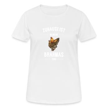 Brahma Hühner I Chicken Geflügel Motiv für - Frauen T-Shirt atmungsaktiv - Weiß - Vorne - AI Model Female 172 dark (172cm)