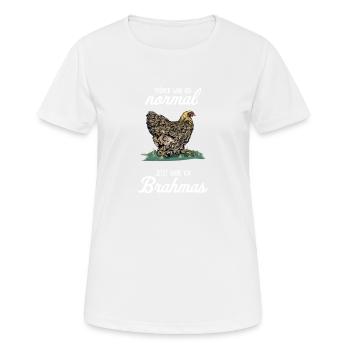 Brahma Hühner I Chicken Geflügel Motiv für - Frauen T-Shirt atmungsaktiv - Weiß - Vorne - AI Model Female 172 dark (172cm)