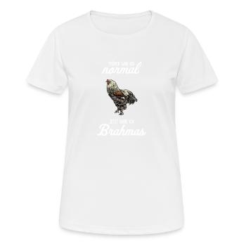 Brahma Hühner I Chicken Geflügel Motiv für - Frauen T-Shirt atmungsaktiv - Weiß - Vorne - AI Model Female 172 dark (172cm)