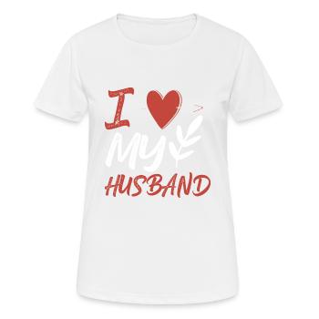 Ich liebe meinen Ehemann - Frauen T-Shirt atmungsaktiv - Weiß - Vorne - AI Model Female 172 dark (172cm)