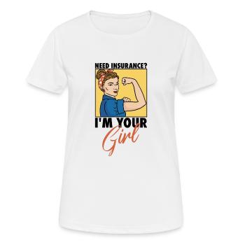 Agent d’assurance Évaluateur Courtier d’assurance - T-shirt respirant Femme - blanc - Devant - AI Model Female 172 dark (172cm)