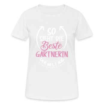 So sieht die beste Gärtnerin der Welt aus - Frauen T-Shirt atmungsaktiv - Weiß - Vorne - AI Model Female 172 dark (172cm)