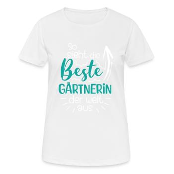 So sieht die beste Gärtnerin der Welt aus - Frauen T-Shirt atmungsaktiv - Weiß - Vorne - AI Model Female 172 dark (172cm)