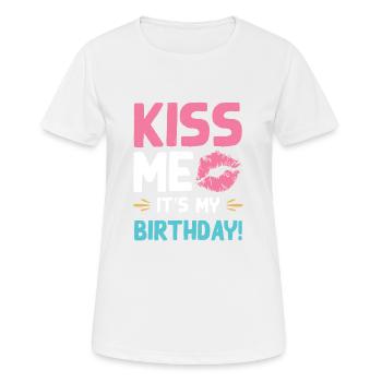 küss mich geburtstag - Frauen T-Shirt atmungsaktiv - Weiß - Vorne - AI Model Female 172 dark (172cm)