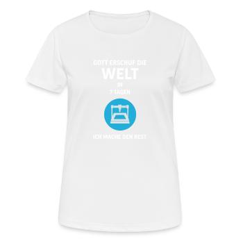 3D Druck Printing CAD PLA Filament 3d drucken - Frauen T-Shirt atmungsaktiv - Weiß - Vorne - AI Model Female 172 dark (172cm)