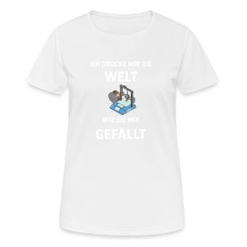 3D Druck Printing CAD PLA Filament 3d drucken - Frauen T-Shirt atmungsaktiv - Weiß - Vorne - AI Model Female 172 dark (172cm)