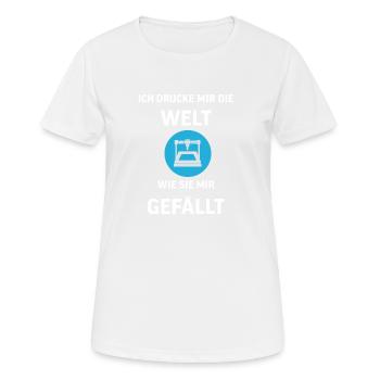 3D Druck Printing CAD PLA Filament 3d drucken - Frauen T-Shirt atmungsaktiv - Weiß - Vorne - AI Model Female 172 dark (172cm)
