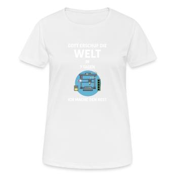 3D Druck Printing CAD PLA Filament 3d drucken - Frauen T-Shirt atmungsaktiv - Weiß - Vorne - AI Model Female 172 dark (172cm)