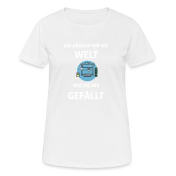 3D Druck Printing CAD PLA Filament 3d drucken - Frauen T-Shirt atmungsaktiv - Weiß - Vorne - AI Model Female 172 dark (172cm)