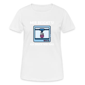 3D Druck Printing CAD PLA Filament 3d drucken - Frauen T-Shirt atmungsaktiv - Weiß - Vorne - AI Model Female 172 dark (172cm)