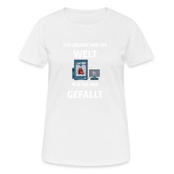 3D Druck Printing CAD PLA Filament 3d drucken - Frauen T-Shirt atmungsaktiv - Weiß - Vorne - AI Model Female 172 dark (172cm)