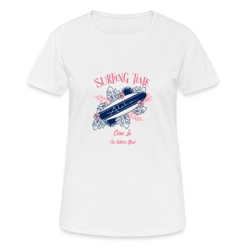 Surfzeit - Frauen T-Shirt atmungsaktiv - Weiß - Vorne - AI Model Female 172 dark (172cm)