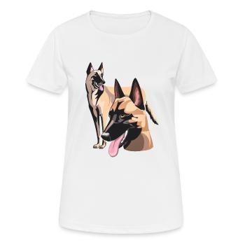 les deux malinois - T-shirt respirant Femme - blanc - Devant - AI Model Female 172 dark (172cm)