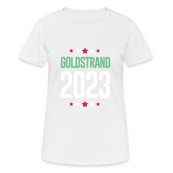Goldstrand 2023 - Frauen T-Shirt atmungsaktiv - Weiß - Vorne - AI Model Female 172 dark (172cm)