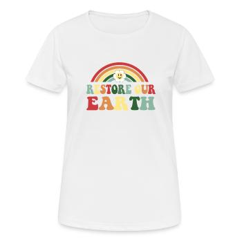 Tag der Erde 2023: Wiederherstellung unserer Erde - Frauen T-Shirt atmungsaktiv - Weiß - Vorne - AI Model Female 172 dark (172cm)