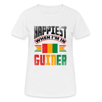 Guinea Guinea Guinea Flagge am glücklichsten, wenn ich in bin - Frauen T-Shirt atmungsaktiv - Weiß - Vorne - AI Model Female 172 dark (172cm)