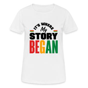 Guinea Guinea Guinea Flagge ist, wo meine Geschichte - Frauen T-Shirt atmungsaktiv - Weiß - Vorne - AI Model Female 172 dark (172cm)