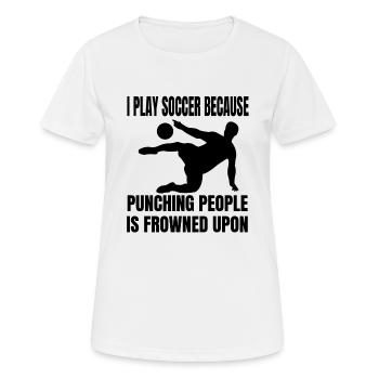 Fußballspieler Fußballmannschaft Fußballdesign - Frauen T-Shirt atmungsaktiv - Weiß - Vorne - AI Model Female 172 dark (172cm)