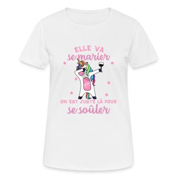 Future Mariée EVJF Humour Team Bride Jeune Fille - T-shirt respirant Femme - blanc - Devant - AI Model Female 172 dark (172cm)