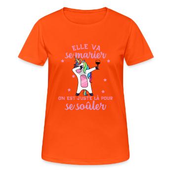 Future Mariée EVJF Humour Team Bride Jeune Fille - T-shirt respirant Femme - orange néon - Devant - AI Model Female 172 dark (172cm)