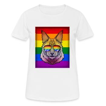 Gay Main Coon Kätzchen LGBTQ Pride Month - Frauen T-Shirt atmungsaktiv - Weiß - Vorne - AI Model Female 172 dark (172cm)