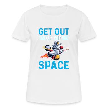 Raus aus meinem Raum - Frauen T-Shirt atmungsaktiv - Weiß - Vorne - AI Model Female 172 dark (172cm)