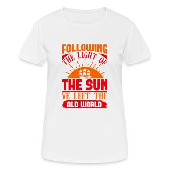 SUIVANT LA LUMIÈRE DU CHANT, NOUS AVONS QUITTÉ LE MONDE - T-shirt respirant Femme - blanc - Devant - AI Model Female 172 dark (172cm)