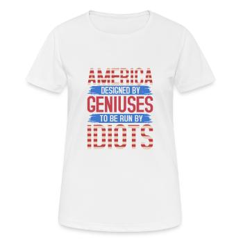 L’AMÉRIQUE CONÇUE PAR DES GÉNIES IDIOTS - T-shirt respirant Femme - blanc - Devant - AI Model Female 172 dark (172cm)