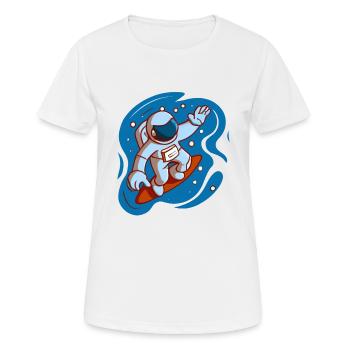 astronaute surf dans l'espace - T-shirt respirant Femme - blanc - Devant - AI Model Female 172 dark (172cm)
