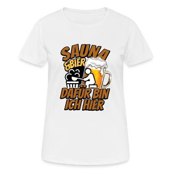 Sauna und Bier - Saunieren - Spruch - Frauen T-Shirt atmungsaktiv - Weiß - Vorne - AI Model Female 172 dark (172cm)