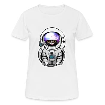chat astronaute dans l espace - T-shirt respirant Femme - blanc - Devant - AI Model Female 172 dark (172cm)