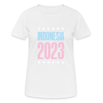 Indonesia 2023 - Frauen T-Shirt atmungsaktiv - Weiß - Vorne - AI Model Female 172 dark (172cm)