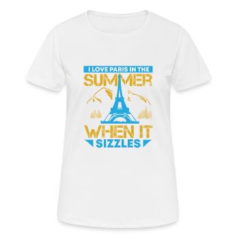 ICH LIEBE PARIS IM SOMMER, WENN ES BRUTZELT - Frauen T-Shirt atmungsaktiv - Weiß - Vorne - AI Model Female 172 dark (172cm)
