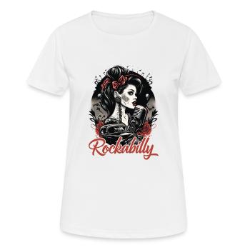 Rockabilly Musik Shirt im Vintage Design - Frauen T-Shirt atmungsaktiv - Weiß - Vorne - AI Model Female 172 dark (172cm)