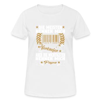 Verkäufer Vatertag Einzelhandel Einzelhändler Papa - Frauen T-Shirt atmungsaktiv - Weiß - Vorne - AI Model Female 172 dark (172cm)