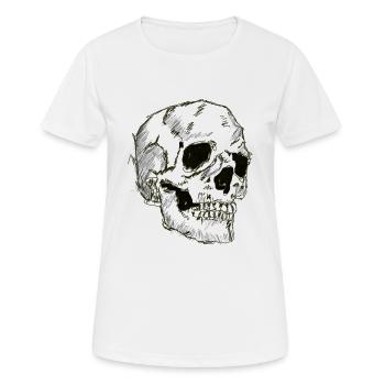 Line drawing skull, - Women's Breathable T-Shirt - white - Front - AI Model Female 172 dark (172cm)