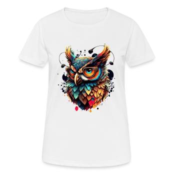 Eule als bunter schlauer Nachtvogel mit Brille - Frauen T-Shirt atmungsaktiv - Weiß - Vorne - AI Model Female 172 dark (172cm)