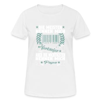 Verkäufer Vatertag Einzelhandel Einzelhändler Papa - Frauen T-Shirt atmungsaktiv - Weiß - Vorne - AI Model Female 172 dark (172cm)