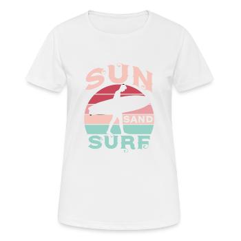 SONNE SAND SURFEN - Frauen T-Shirt atmungsaktiv - Weiß - Vorne - AI Model Female 172 dark (172cm)