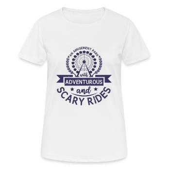 UN PARC D’ATTRACTIONS AVEC DES MANÈGES AVENTUREUX ET EFFRAYANTS - T-shirt respirant Femme - blanc - Devant - AI Model Female 172 dark (172cm)