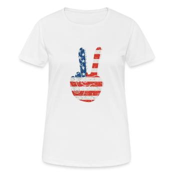 Patriotisches Friedenszeichen & USA Stars & Stripe - Frauen T-Shirt atmungsaktiv - Weiß - Vorne - AI Model Female 172 dark (172cm)