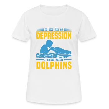 DEPRESSION ICH SCHWIMME MIT DELFINEN - Frauen T-Shirt atmungsaktiv - Weiß - Vorne - AI Model Female 172 dark (172cm)