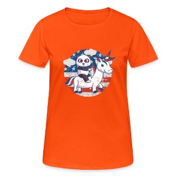 Panda Unicorn American Flag Fourth of July - Women's Breathable T-Shirt - neon orange - Front - AI Model Female 172 dark (172cm)
