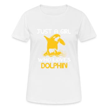 NUR EIN MÄDCHEN, DAS DELFINE LIEBT - Frauen T-Shirt atmungsaktiv - Weiß - Vorne - AI Model Female 172 dark (172cm)