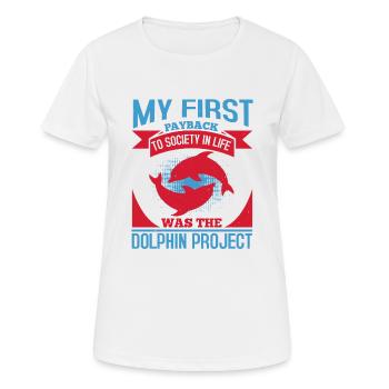 LE PREMIER À SOCIETY IN LIFE A ÉTÉ LE DOLPHINS PROJECT - T-shirt respirant Femme - blanc - Devant - AI Model Female 172 dark (172cm)