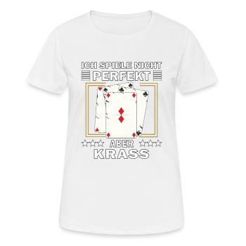 JE NE JOUE PAS PARFAIT MAIS GROSSIER - T-shirt respirant Femme - blanc - Devant - AI Model Female 172 dark (172cm)