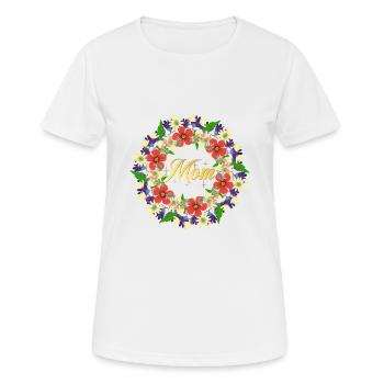 Mom - with flowers and Sparkly Gold Letters - Women's Breathable T-Shirt - white - Front - AI Model Female 172 dark (172cm)