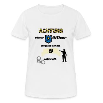 Polizei - 9. Geburtstag, für coole Polizisten - Frauen T-Shirt atmungsaktiv - Weiß - Vorne - AI Model Female 172 dark (172cm)